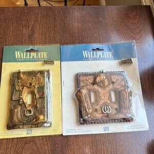 2 Figi Switchplate Western Horse Decor Boots Horseshoes Handpainted Vintage